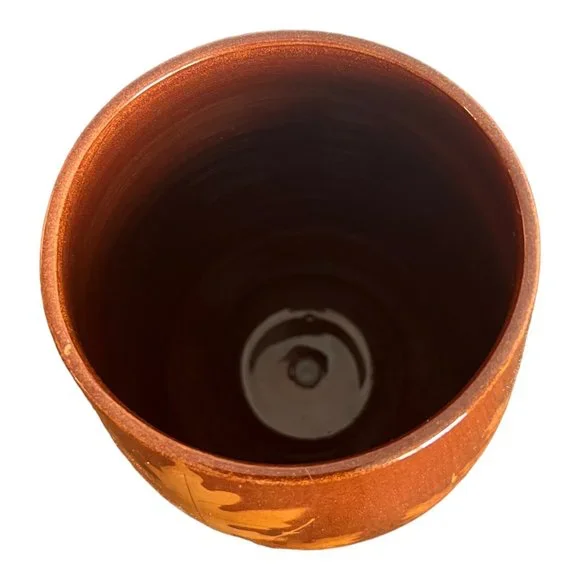 Alvino Bagni Italian Designed Leaf Pattern Vase 7.5" Brown Ceramic - Picture 5 of 7